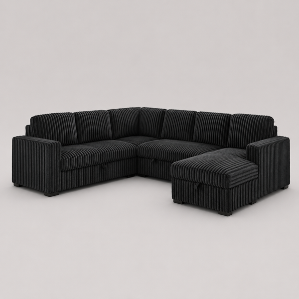 Orlivo Sofa Bed Sectional – Left Hand Facing Chaise with Lift Up Storage, USB Charger, Plush Cushions Sleeper Sofa