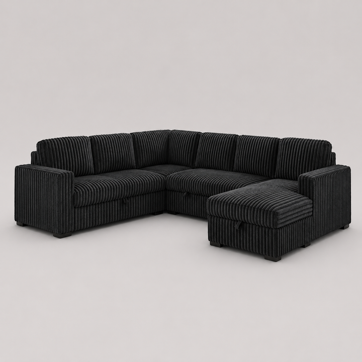 Orlivo Sofa Bed Sectional – Left Hand Facing Chaise with Lift Up Storage, USB Charger, Plush Cushions Sleeper Sofa