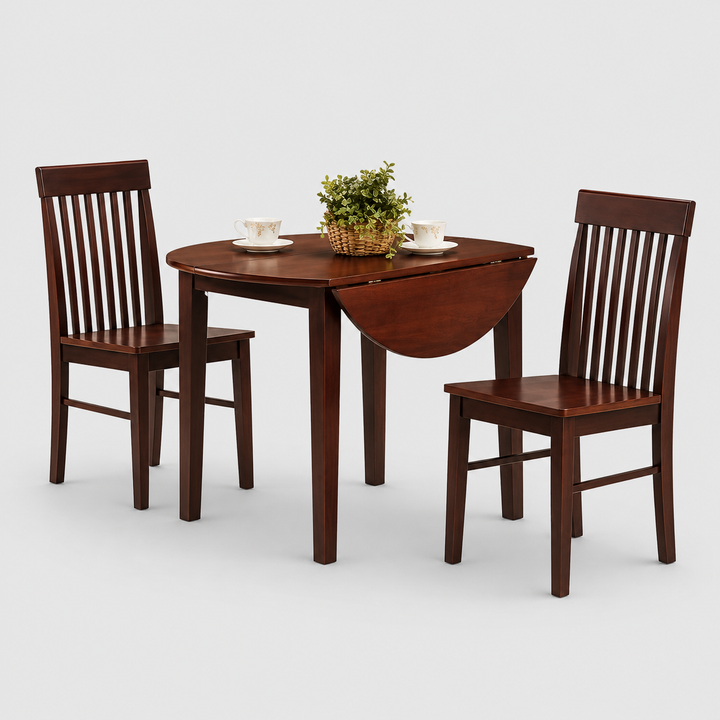 Caventra Heritage Round Dining Set – 3PC Extendable Table & Chairs in Espresso Oak Blend