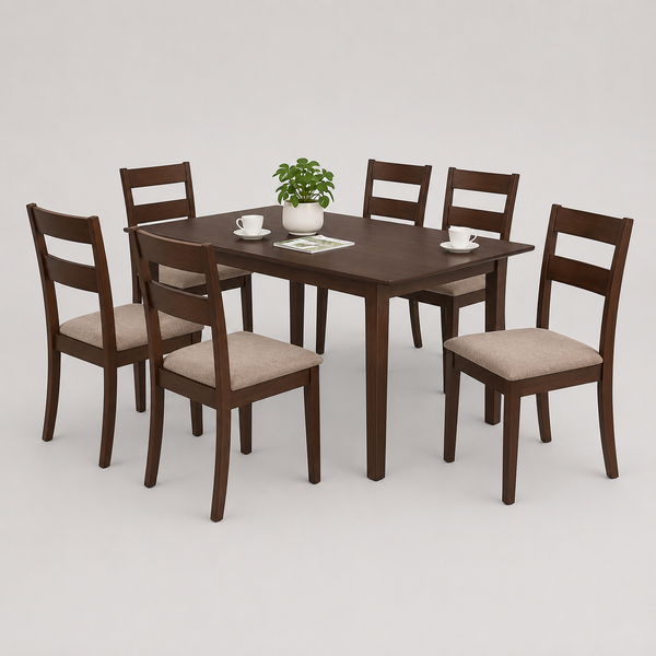 Calvera 5-Piece Dinette Set – Adjustable Espresso Table with Butterfly Leaf & Light Fabric Cushion Chairs