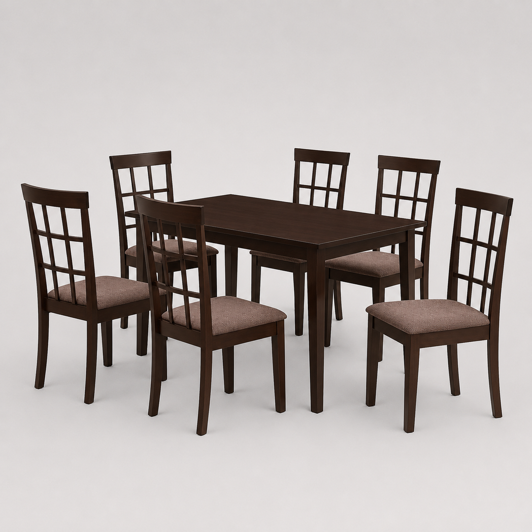 Noventra 7-Piece Dinette Set – Adjustable Espresso Table with Butterfly Leaf & Fabric Chairs