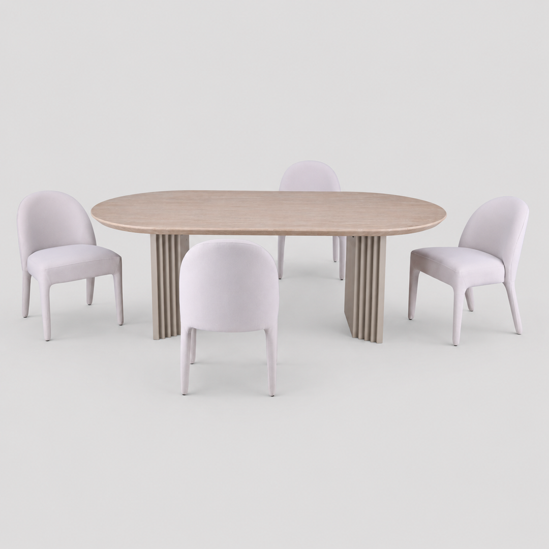 Elaris Luxury Dining Set – Contemporary Beige Dining Table with 4 Chairs