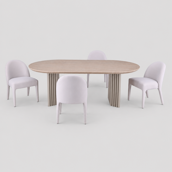 Elaris Luxury Dining Set – Contemporary Beige Dining Table with 4 Chairs