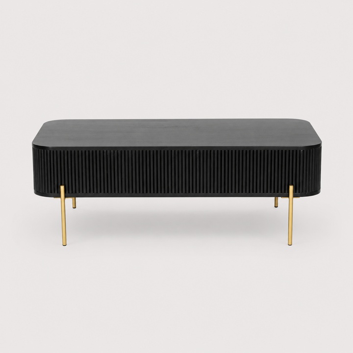 Marcellus Modern Coffee Table with Solid Acacia Wood & Gold Iron Legs