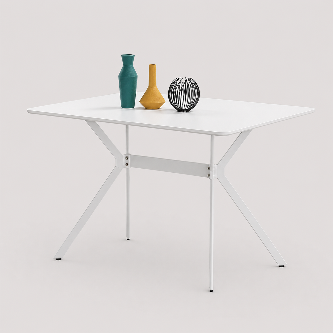 Altair Metallic Dining Table - White | Timeless, Durable, Affordable & Scratch Resistant