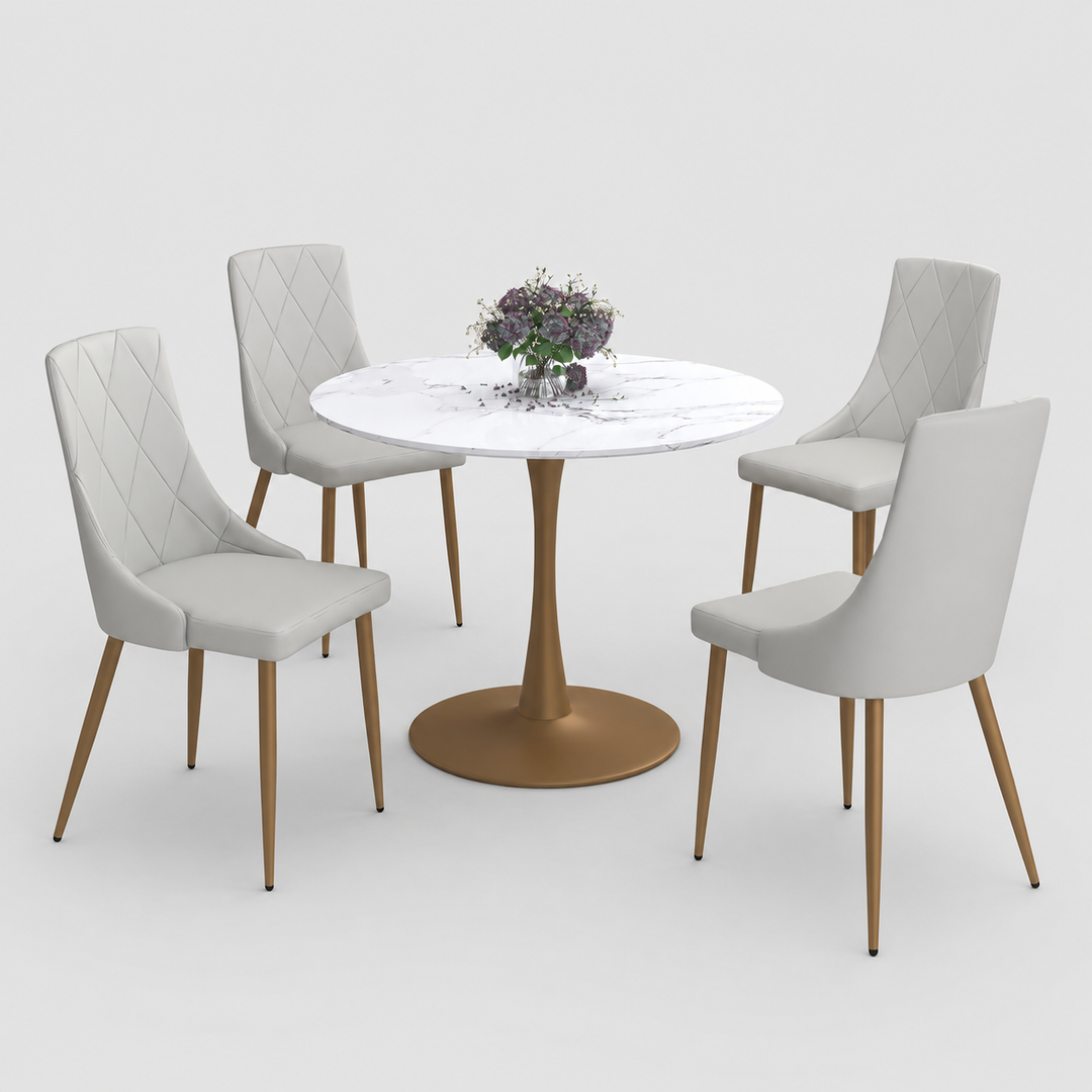 Velora Dining Table - Faux Marble/ Aged Gold | Stylish, Modern & Built to Last