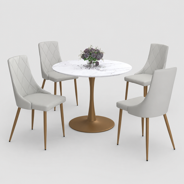 Velora Dining Table - Faux Marble/ Aged Gold | Stylish, Modern & Built to Last