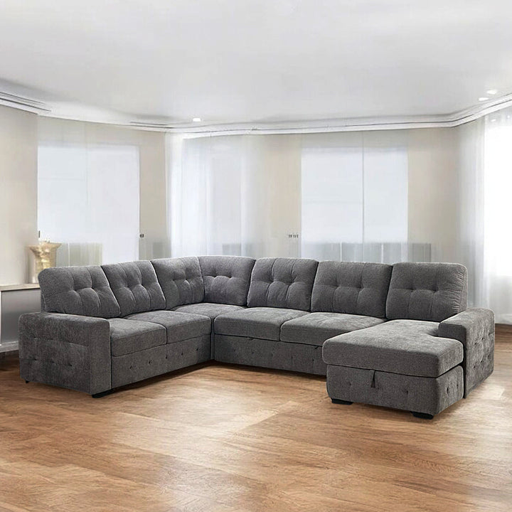 Hillcrest Sectional Sofa Bed With RHF Storage Chaise & Corner Couch - Grey | Sleek, Comfortable & Long-Lasting