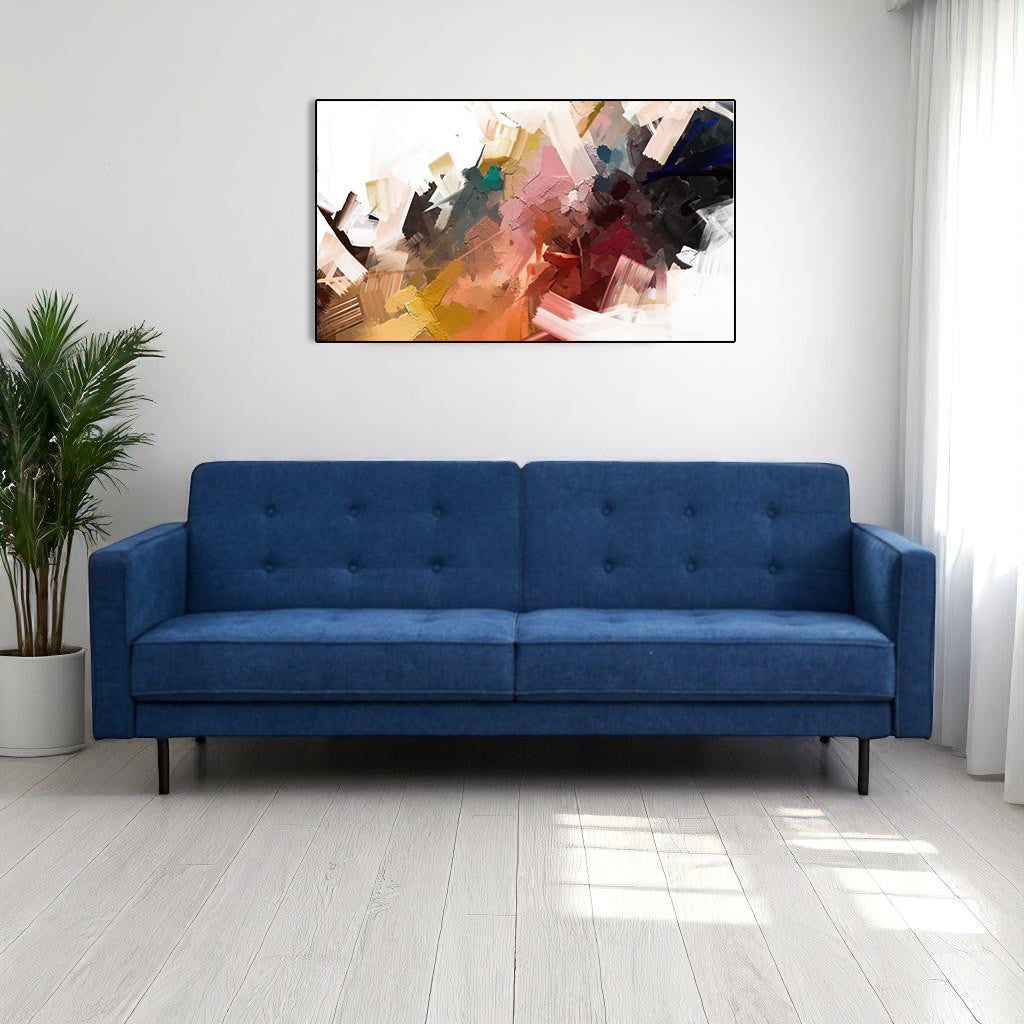 Zenith Fabric Upholstered Sofa Bed - Blue | Simplistic, Stylish, Durable & Comfortable