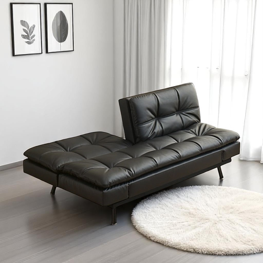 Imperio Relaxing Sofa Bed In PU Leather Upholstery - Flourish Black | Modern Elegance with Lasting Performance