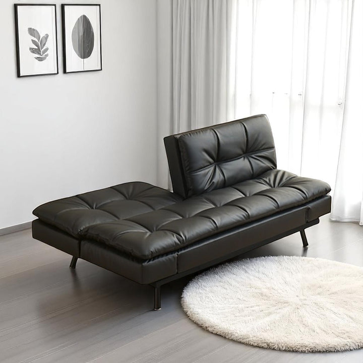 Imperio Relaxing Sofa Bed In PU Leather Upholstery - Flourish Black | Modern Elegance with Lasting Performance