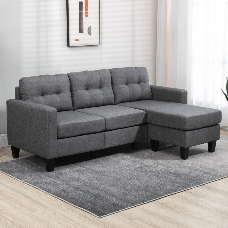 Oasis Fabric Upholstered Sectional Sofa With Reversible Chaise - Grey | Modern, Comfortable & Built to Last