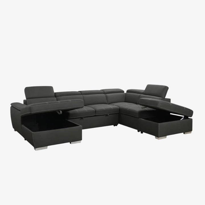 Maxx 4-Piece Fabric Upholstered Sectional Sofa Bed - Grey | Available In LHF & RHF Configuration