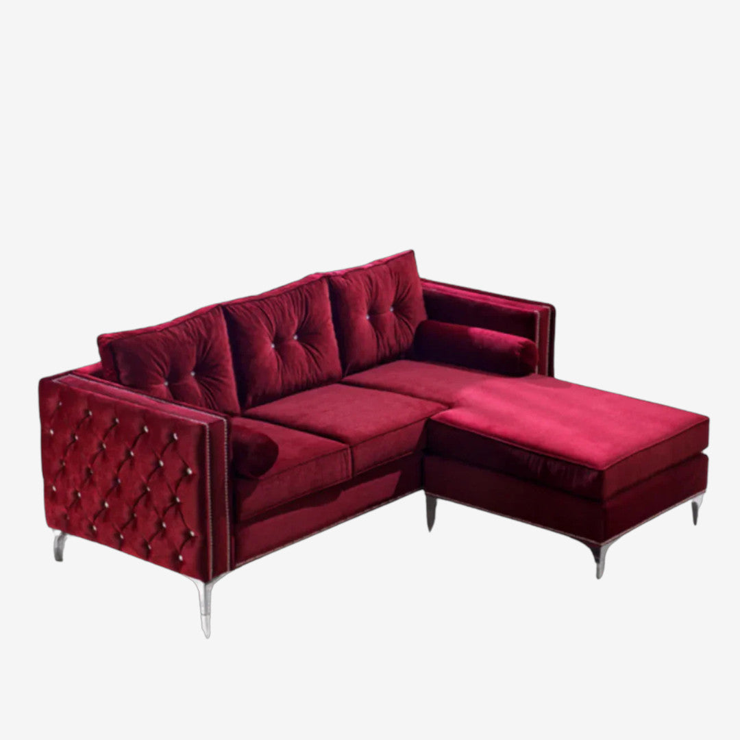 Majestic Sectional Sofa with Fabric Upholstery & Reversible Chaise - Red | Timeless, Sleek & Comfortable