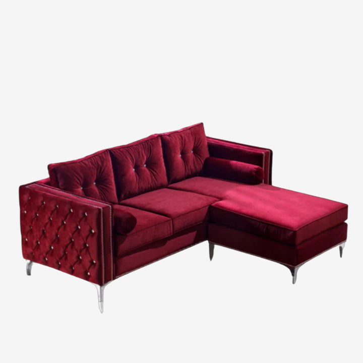 Majestic Sectional Sofa with Fabric Upholstery & Reversible Chaise - Red | Timeless, Sleek & Comfortable