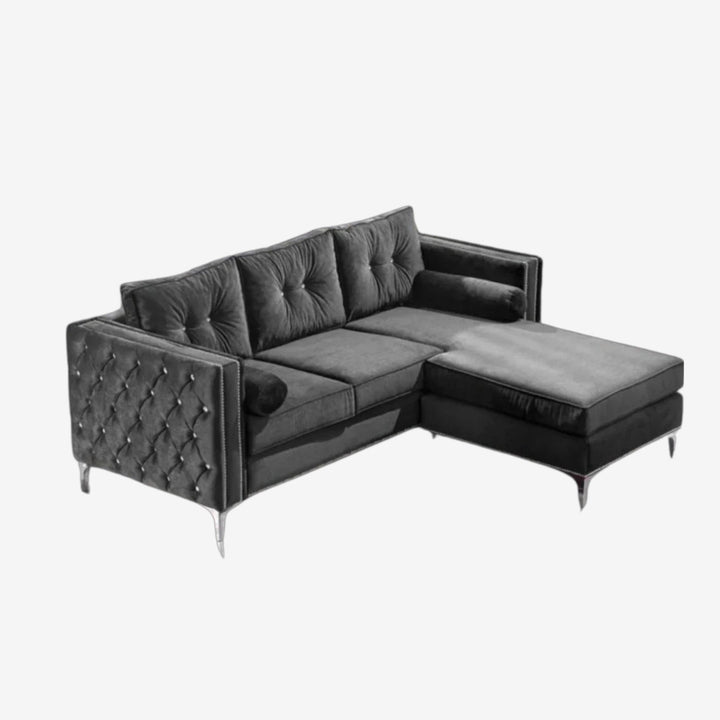 Majestic Sectional Sofa with Fabric Upholstery & Reversible Chaise - Grey | Timeless, Sleek & Comfortable