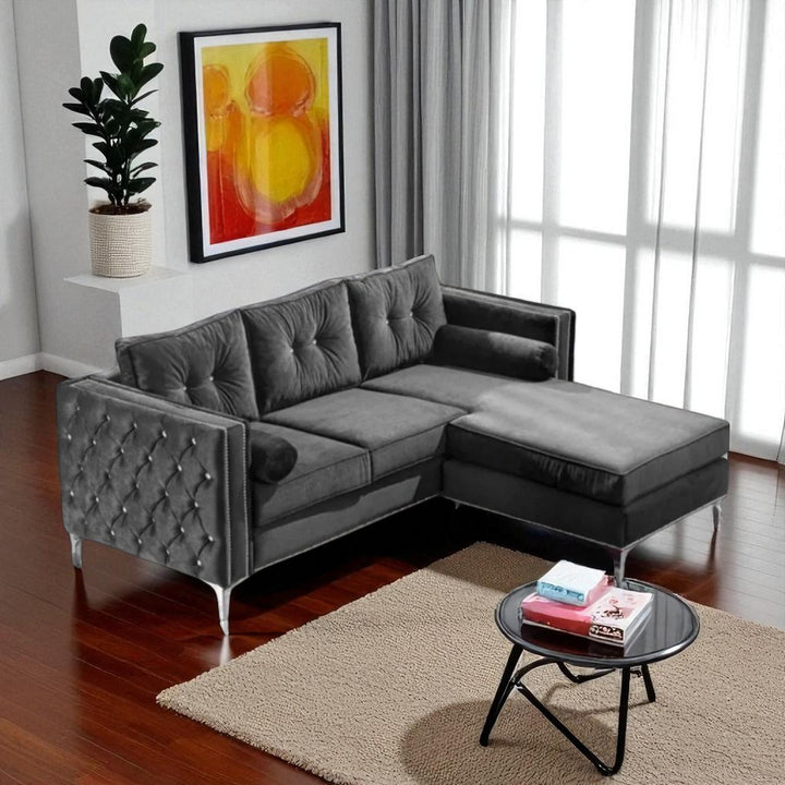 Majestic Sectional Sofa with Fabric Upholstery & Reversible Chaise - Grey | Timeless, Sleek & Comfortable
