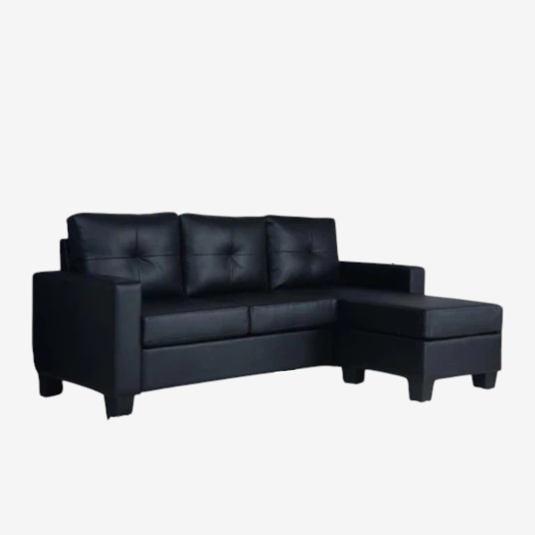 Luxora Sectional Sofa in Fabric Upholstery With Reversible Chaise - Black | Modern, Sleek, Durable & Comfortable