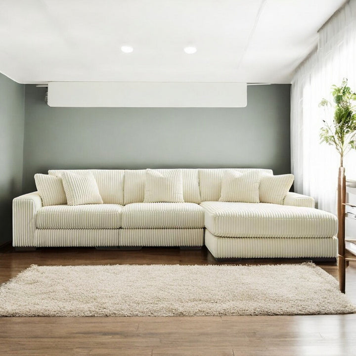 Nebula Sectional Sofa In Fabric Upholstery Made up of 3-Piece - Beige | Available In LHF/ RHF Configuration