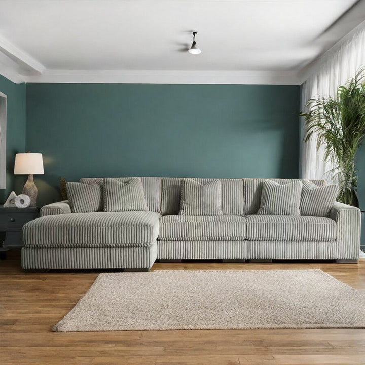 Nebula Sectional Sofa In Fabric Upholstery Made up of 3-Piece - Grey | Available In LHF/ RHF Configuration
