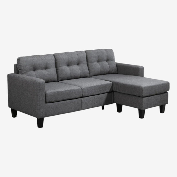 Oasis Fabric Upholstered Sectional Sofa With Reversible Chaise - Grey | Modern, Comfortable & Built to Last