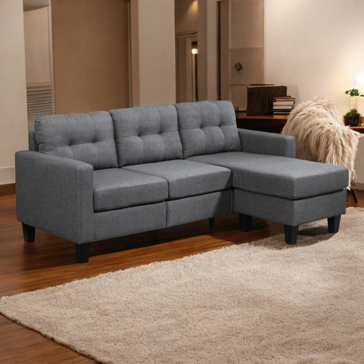 Oasis Fabric Upholstered Sectional Sofa With Reversible Chaise - Grey | Modern, Comfortable & Built to Last