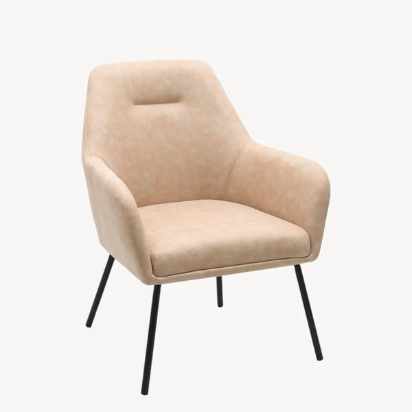 Berlin Fabric Upholstered Dining Chair With Metal Frame - Beige