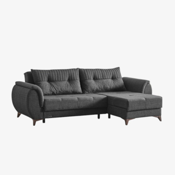 Clark Fabric Upholstered Sectional Sofa - Dark Grey | Stylish, Sturdy, Reversible, Comfortable & Storage Solution