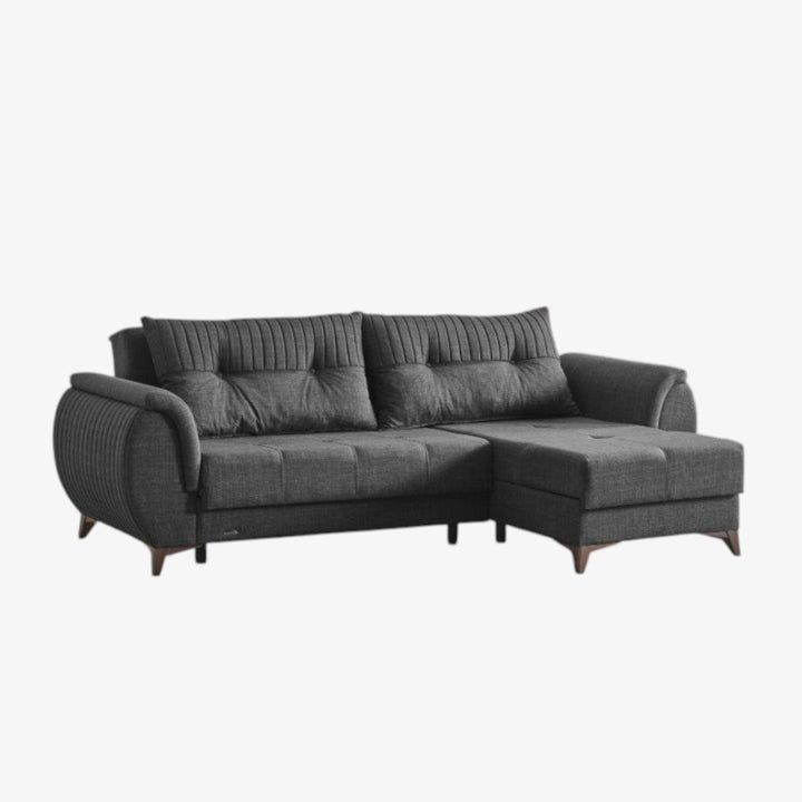 Clark Fabric Upholstered Sectional Sofa - Dark Grey | Stylish, Sturdy, Reversible, Comfortable & Storage Solution