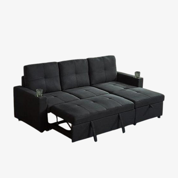Blossom Pull Out Sleeper Sofa Bed With Reversible Chaise - Black | Modern Elegance with Lasting Performance