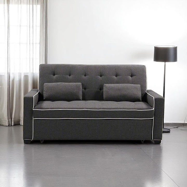 Alpine Sleeper Sofa in Fabric Upholstery With Built-In USB Ports - Grey | Classic, Streamlined & Comfortable