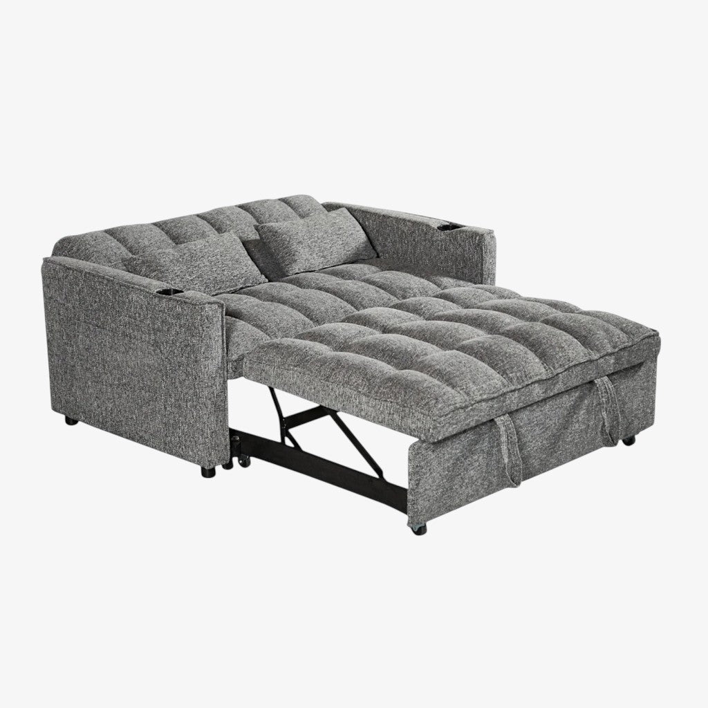 Lumina Fabric Upholstered Sofa Bed With Cup Holders - Grey | Stylish, Sturdy, Comfortable & Affordable