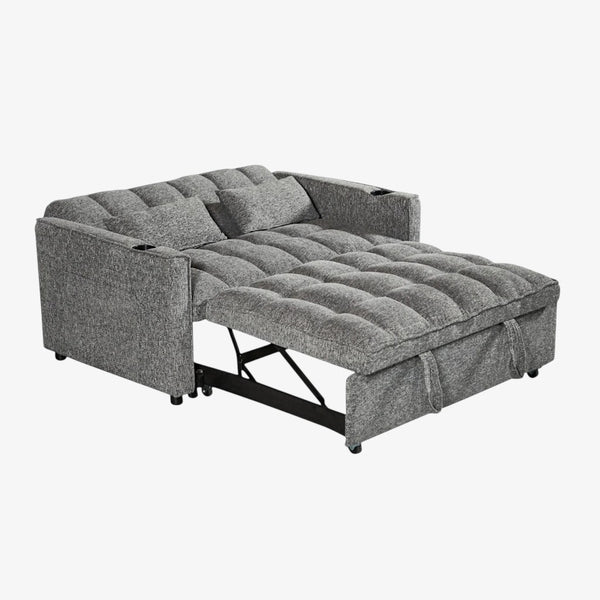 Lumina Fabric Upholstered Sofa Bed With Cup Holders - Grey | Stylish, Sturdy, Comfortable & Affordable