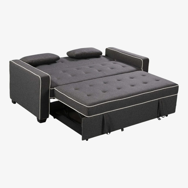Alpine Sleeper Sofa in Fabric Upholstery With Built-In USB Ports - Grey | Classic, Streamlined & Comfortable