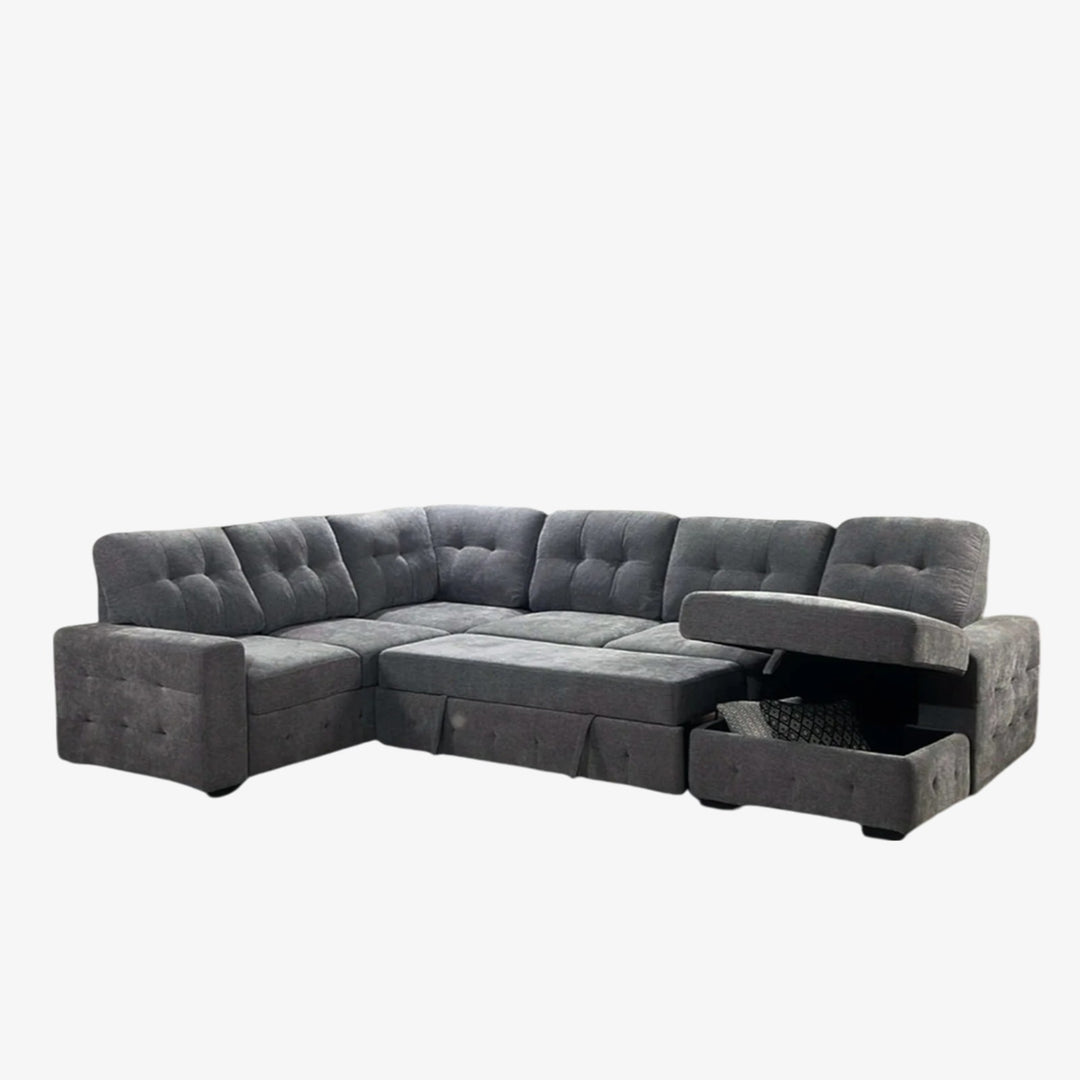 Hillcrest Sectional Sofa Bed With RHF Storage Chaise & Corner Couch - Grey | Sleek, Comfortable & Long-Lasting