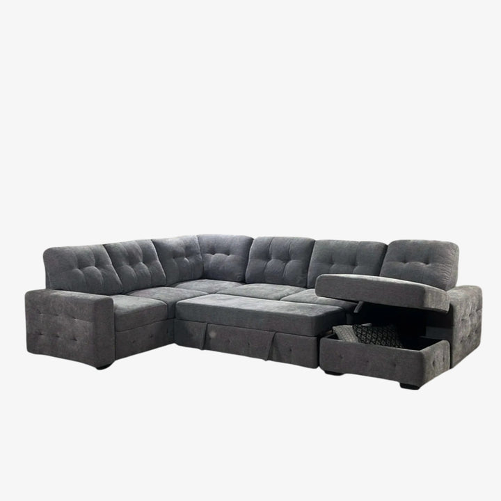 Hillcrest Sectional Sofa Bed With RHF Storage Chaise & Corner Couch - Grey | Sleek, Comfortable & Long-Lasting