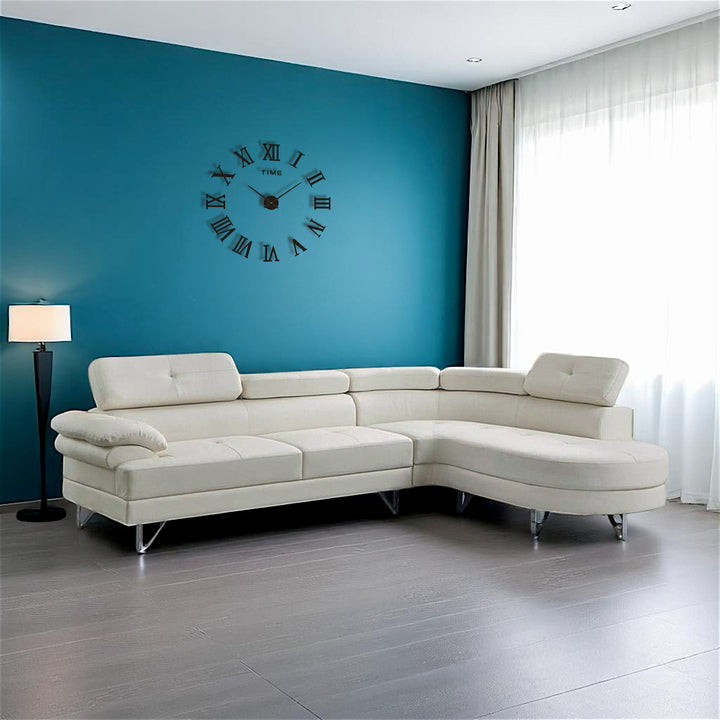 Flex Leather Upholstered Sectional Sofa With Faux & RHF Chaise - Flourish White | Affordable, Durable & Comfortable