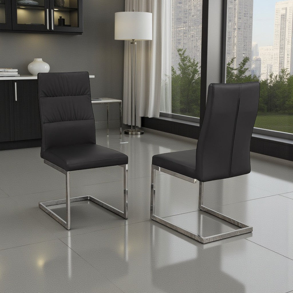 Breeze Stylish Dining Chair (Set of 2) - Black/ Chrome | Modern, Durable & Comfortable