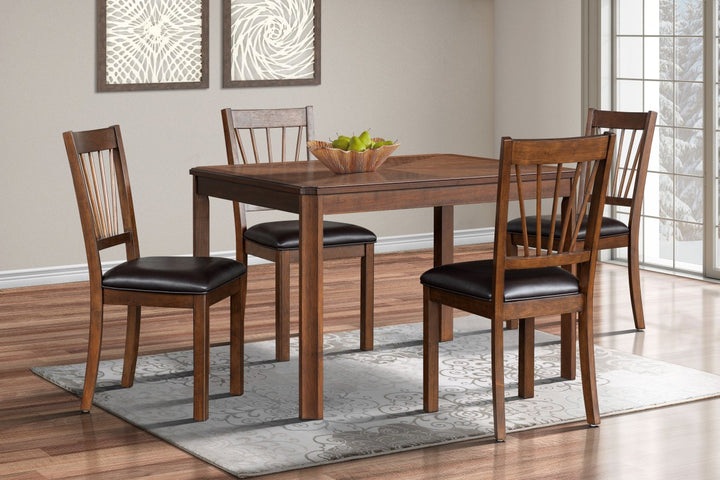 Steven 5-Piece Wooden Dining Table Set With PU Upholstered Chairs - Espresso