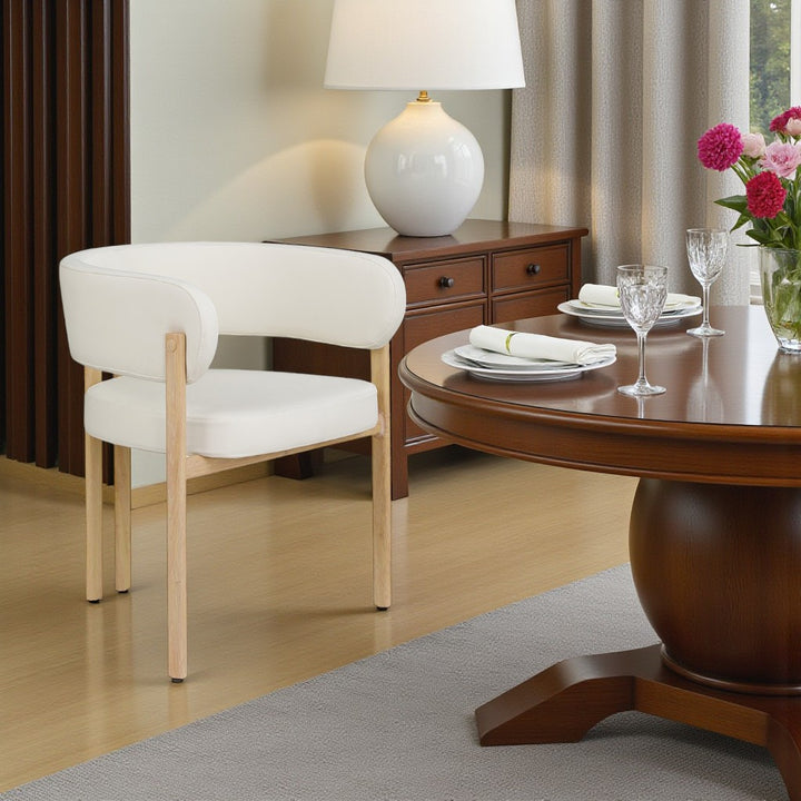 Bay Metallic Dining Chair (Set of 2) - Cream/ Oak | Modern, Luxurious & Durable