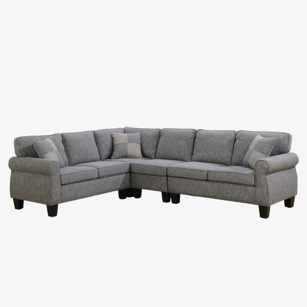 Throne Fabric Upholstered Sectional Sofa - Grey | Modern, Sleek, Comfortable & Durable