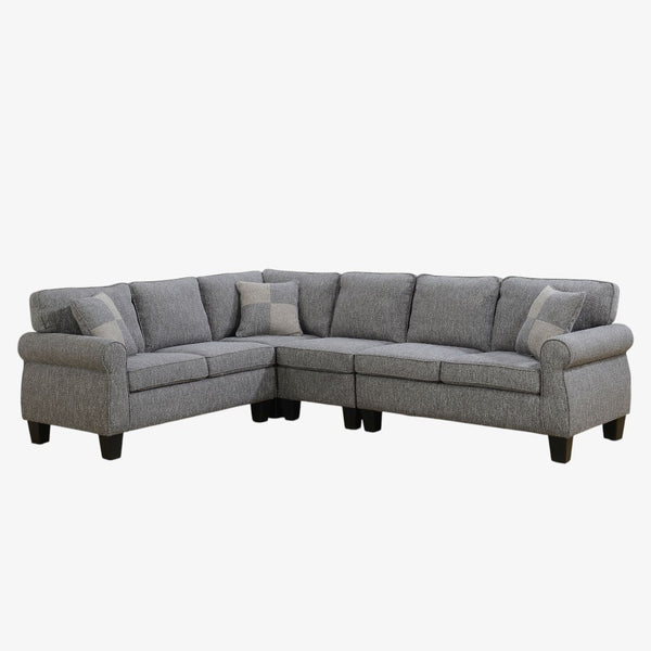 Throne Fabric Upholstered Sectional Sofa - Grey | Modern, Sleek, Comfortable & Durable
