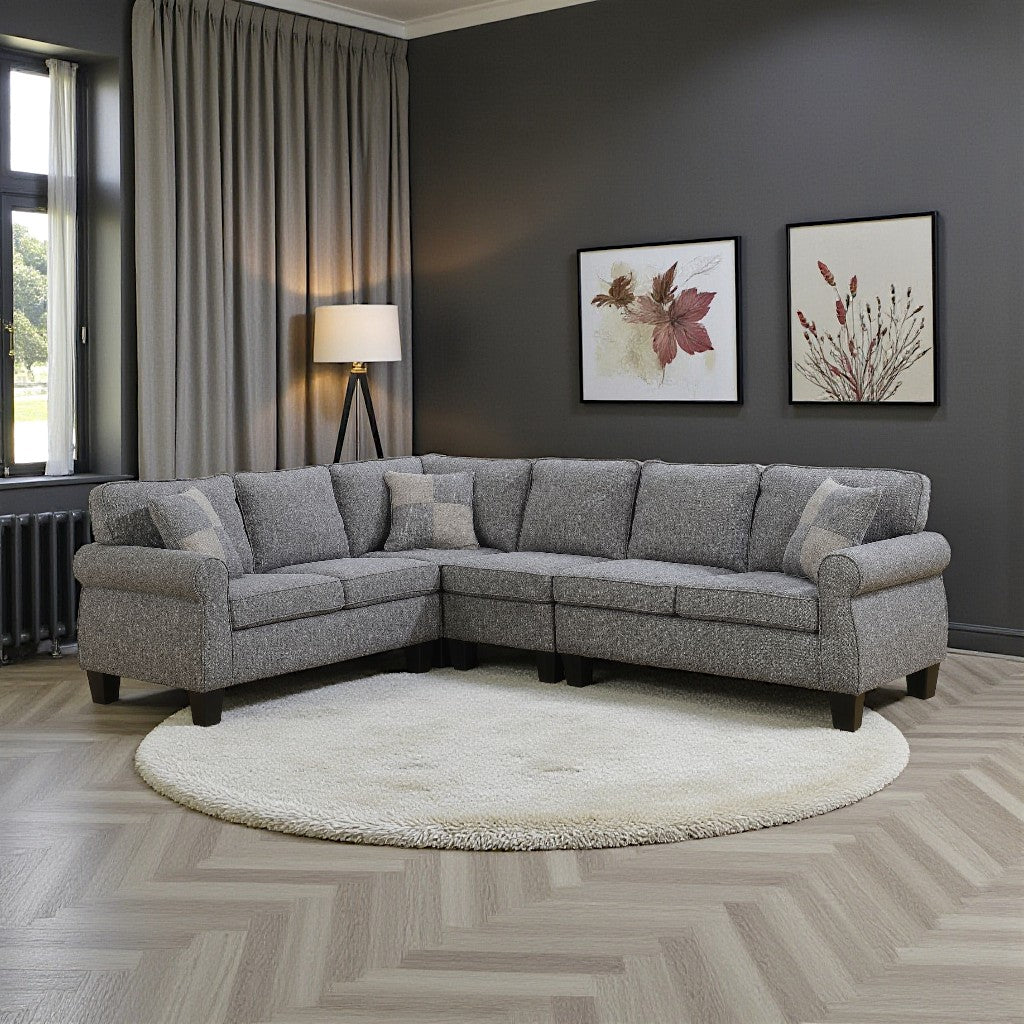 Throne Fabric Upholstered Sectional Sofa - Grey | Modern, Sleek, Comfortable & Durable
