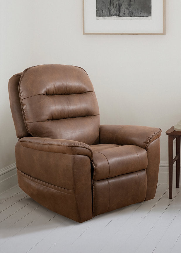 Lunvexa Lift Chair in Soft Brown PU with Wired Remote Control &amp; High-Density Comfort Seating
