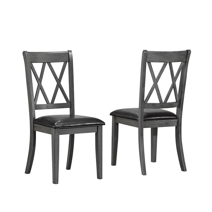 Lunviro 2-Piece Dining Chairs – Antique Grey Contemporary Finish with PU Upholstered Cushion Seats for Elegant Dining Spaces