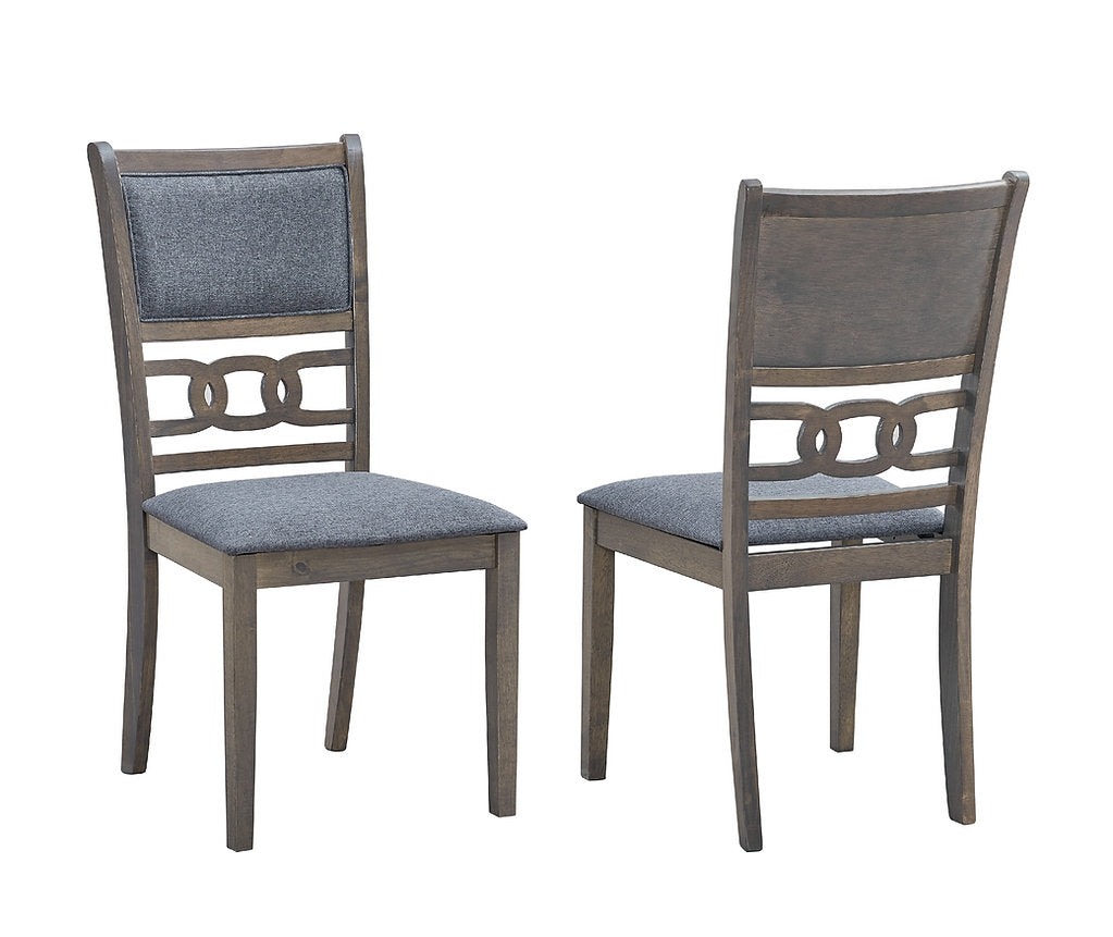 Velmoro 2-Piece Dining Chairs – Antique Grey Modern Finish Ladder Back Design with Dark Grey Fabric Upholstered Cushion Seats for Elegant Dining Spaces