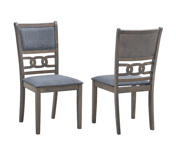 Velmoro 2-Piece Dining Chairs – Antique Grey Modern Finish Ladder Back Design with Dark Grey Fabric Upholstered Cushion Seats for Elegant Dining Spaces