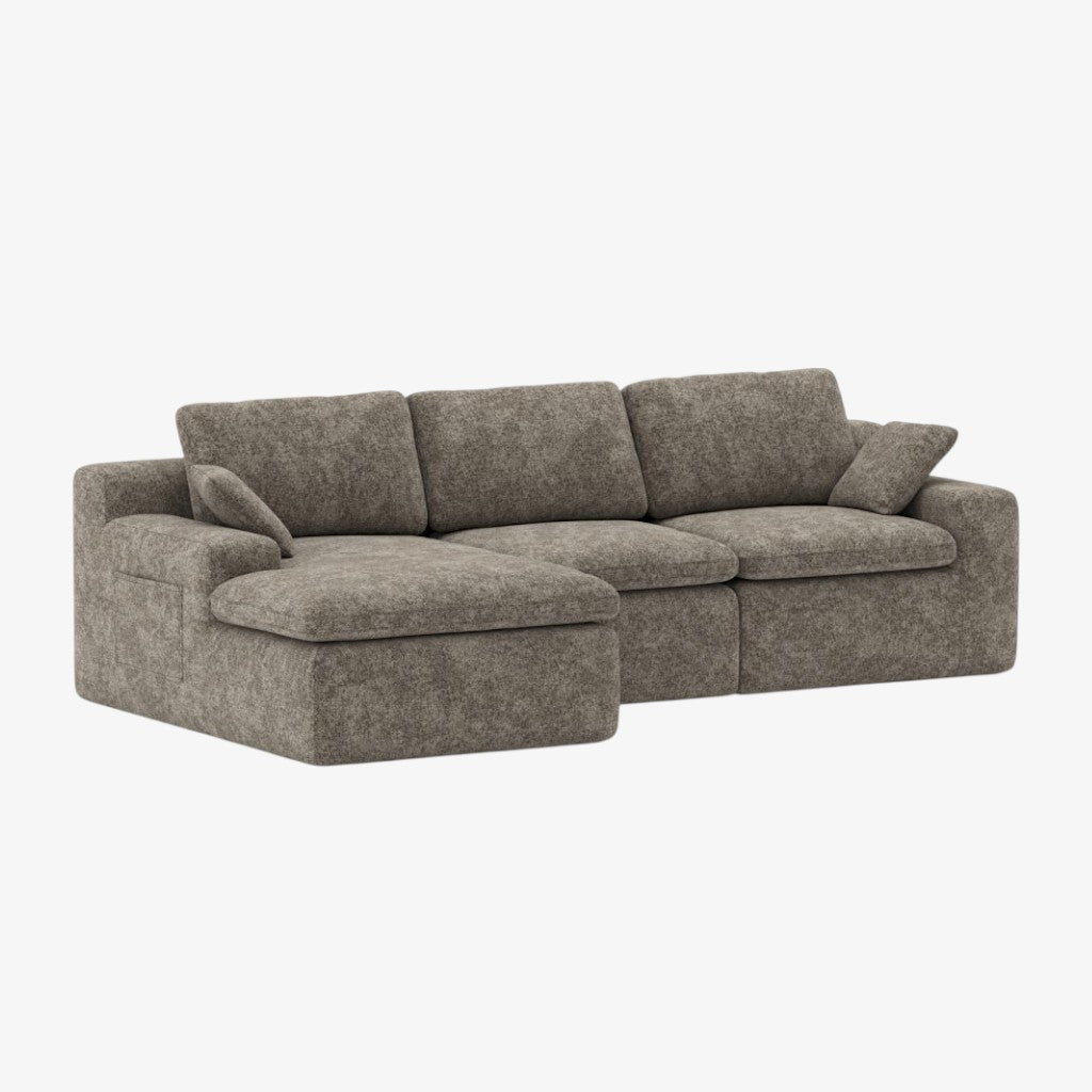 Birch Fabric Upholstered Sectional Sofa - Brown | Simplistic, Stylish, Comfortable, Reversible & Built to Last