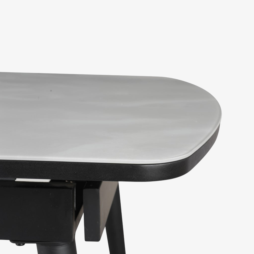 Haven Dining Table With Canvas Top - Light Grey/ Black | Timeless, Sleek, Extendable & Built to Last
