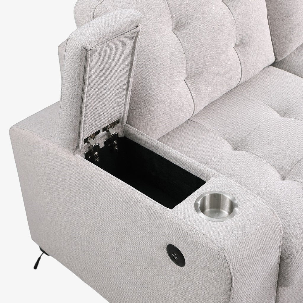 Mira Fabric Upholstered Sectional Sofa Bed With Charging Ports - Beige | Modern, Durable & Smart Storage